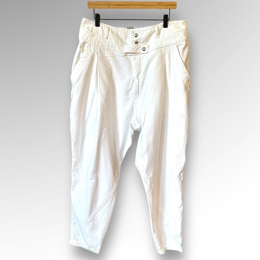 FRAME Womens Twisted High Rise Pant in White Sz 34